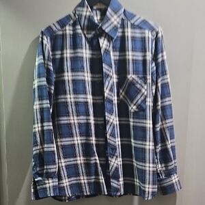 Burberry Blue and White Plaid Casual Shirt